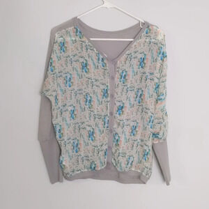 Anthro Moth Botanic Button Back Gray Sweater